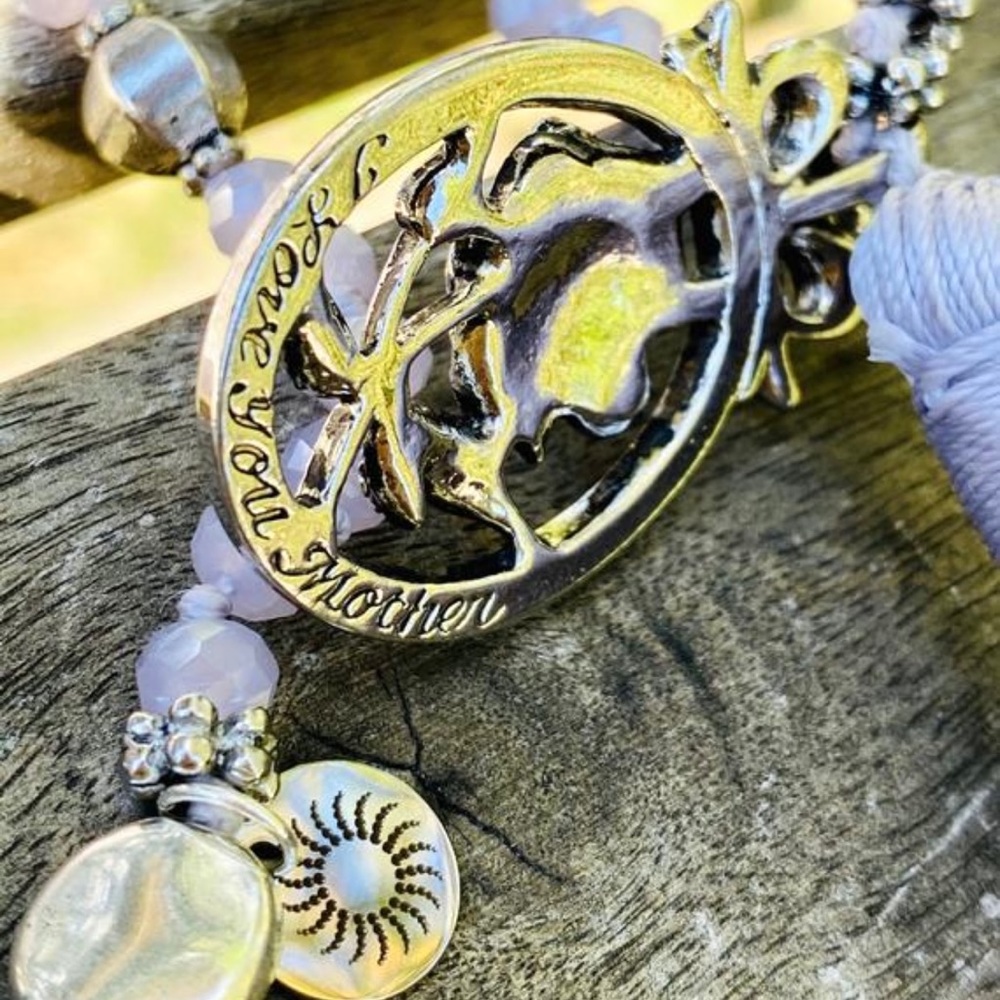 💜 MOTHER LOVE Meditation Mala | Vintage Amulet | Prayer Beads | Rose Pen…